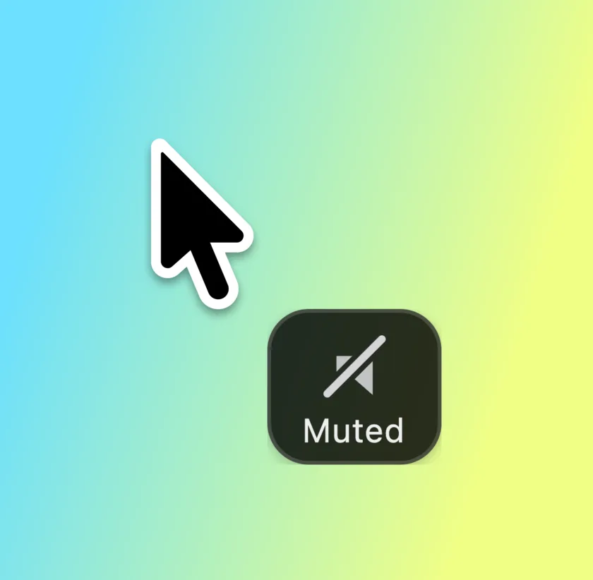 A muted-volume status indicator shown beside the mouse cursor